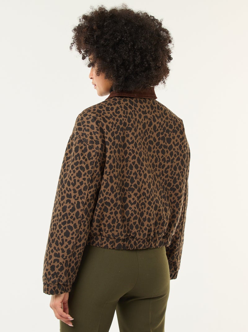 Chaqueta de algodón con cuello de pana Marron - Kiabi