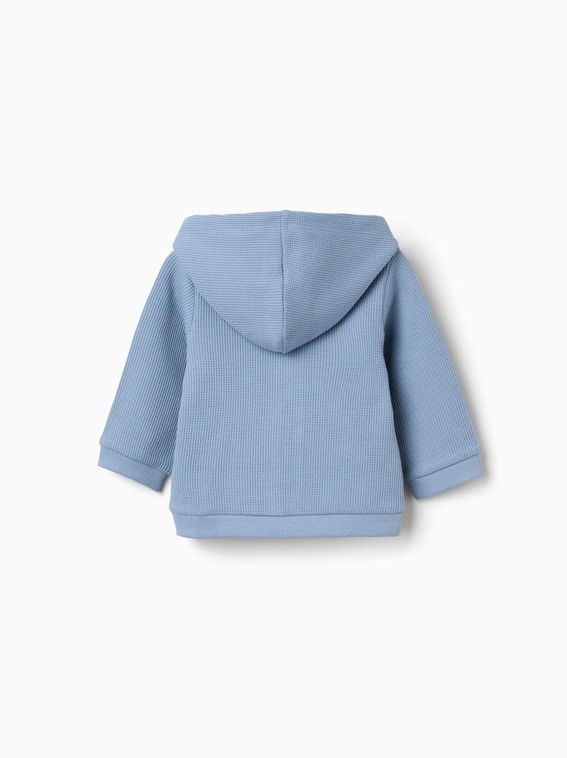 Chaqueta de algodón con tela gofre con capucha Azul claro - Kiabi