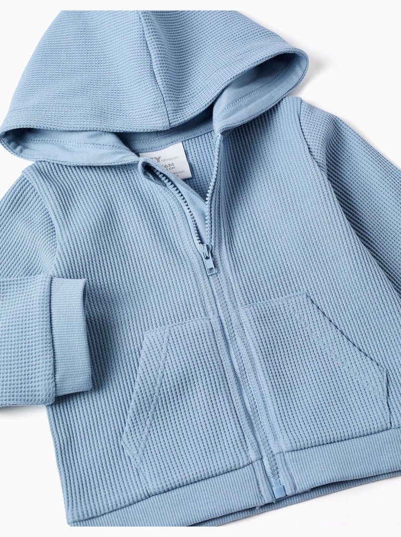 Chaqueta de algodón con tela gofre con capucha Azul claro - Kiabi