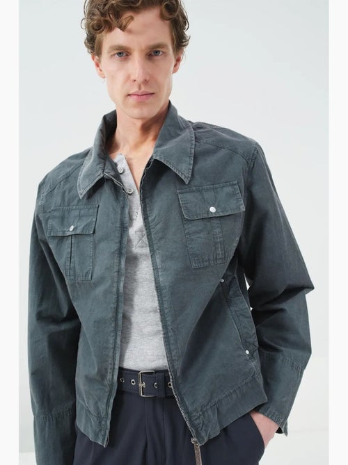 Chaqueta de algodón recta con cremallera giesto - Kiabi Chaqueta de algodón recta con cremallera giesto - Kiabi