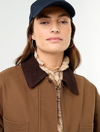 Chaqueta de algodón twill con cuello de terciopelo