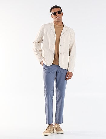 Chaqueta de algodón y lino con bolsillos de parche