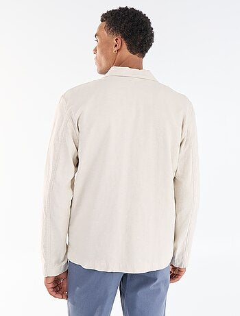 Chaqueta de algodón y lino con bolsillos de parche