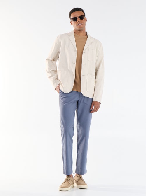 Chaqueta de algodón y lino con bolsillos de parche - Kiabi