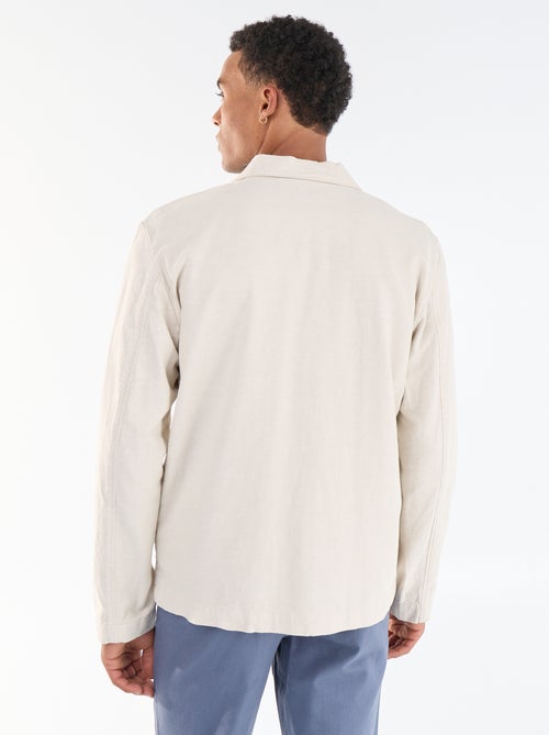 Chaqueta de algodón y lino con bolsillos de parche - Kiabi