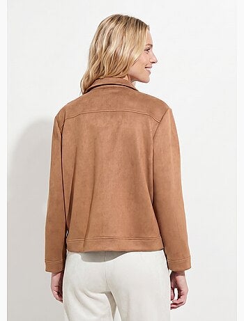 Chaqueta de ante abotonada con cuello con muesca - Afibel