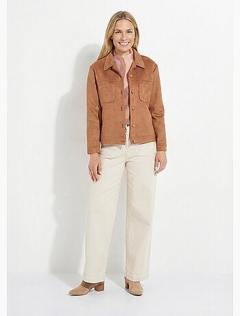 Chaqueta de ante abotonada con cuello con muesca - Afibel