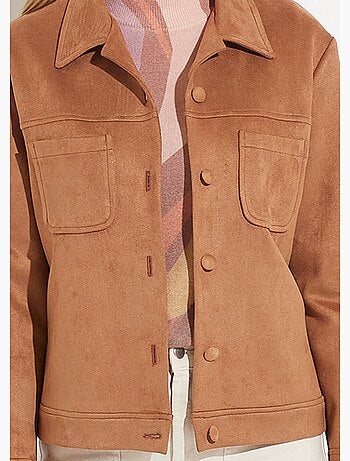 Chaqueta de ante abotonada con cuello con muesca - Afibel