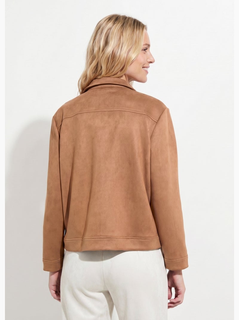 Chaqueta de ante abotonada con cuello con muesca - Afibel Camel - Kiabi