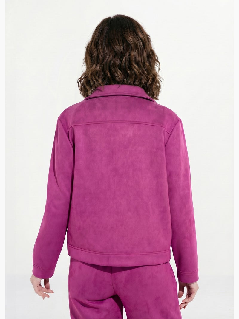 Chaqueta de ante abotonada con cuello con muesca - Afibel Violeta oscuro - Kiabi