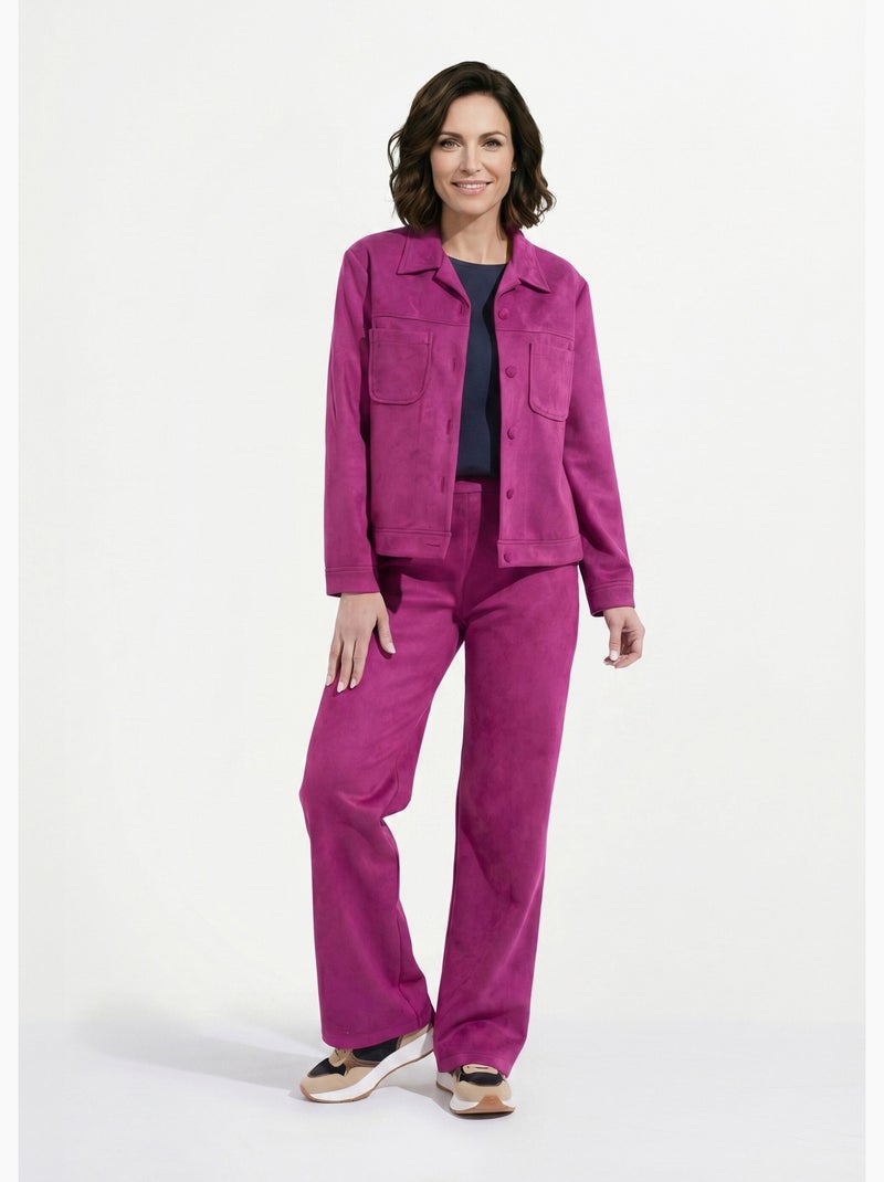 Chaqueta de ante abotonada con cuello con muesca - Afibel Violeta oscuro - Kiabi