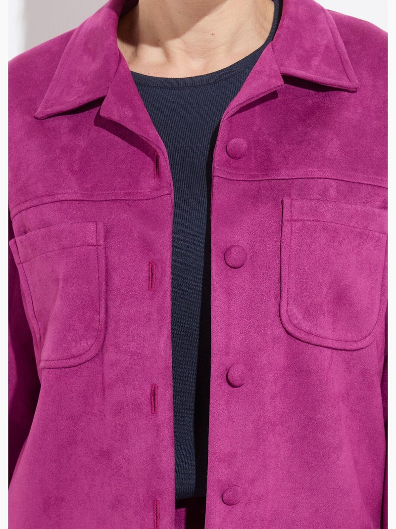 Chaqueta de ante abotonada con cuello con muesca - Afibel Violeta oscuro - Kiabi