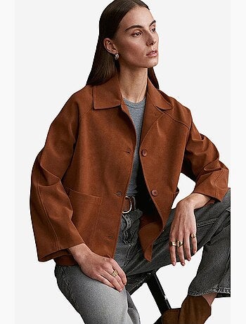 Chaqueta de ante para mujer con botones dilvin