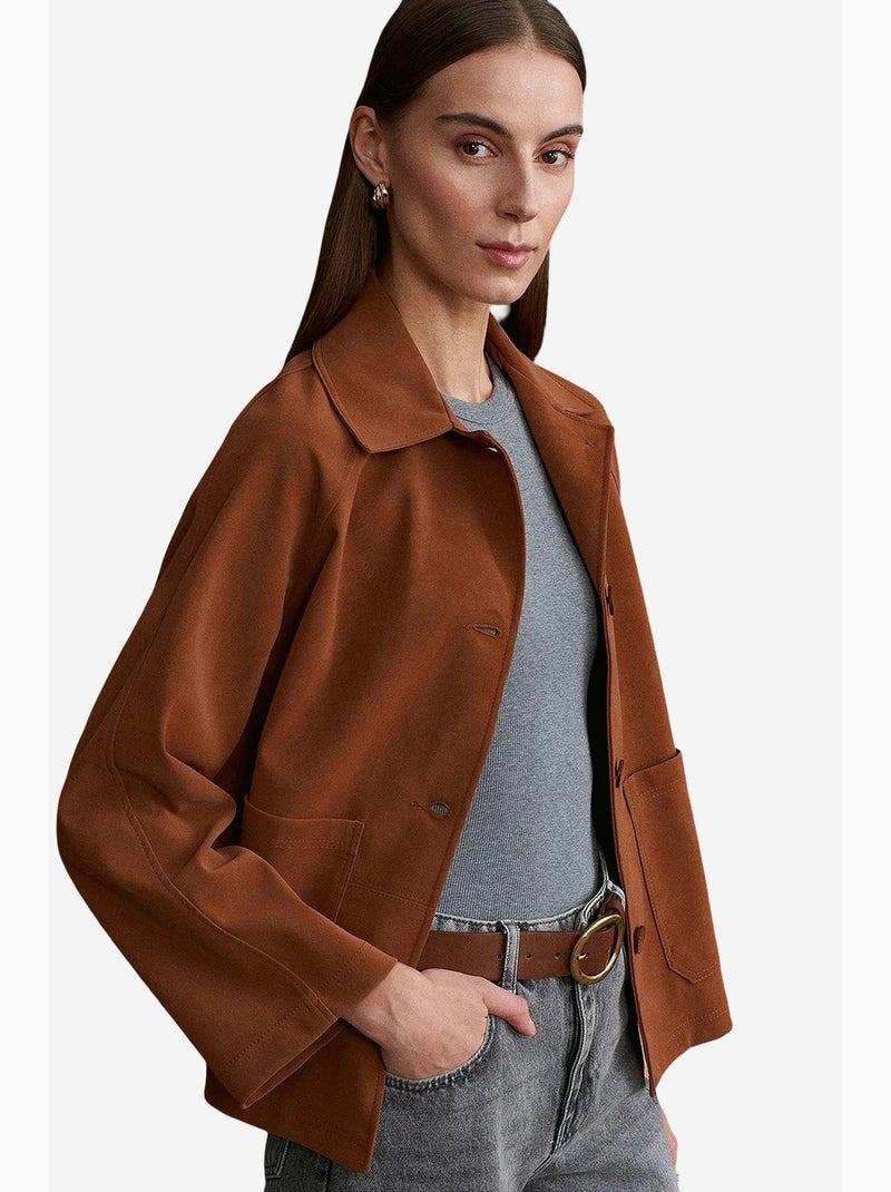 Chaqueta de ante para mujer con botones dilvin Camel - Kiabi