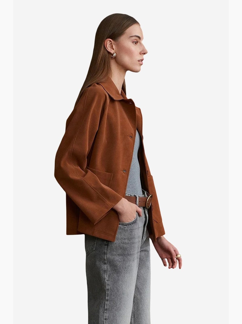 Chaqueta de ante para mujer con botones dilvin Camel - Kiabi