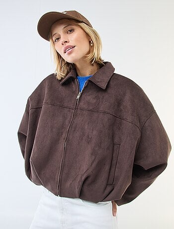 Chaqueta de ante sintético lisa