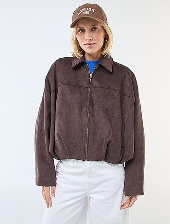 Chaqueta de ante sintético lisa