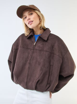 Chaqueta de ante sintético lisa