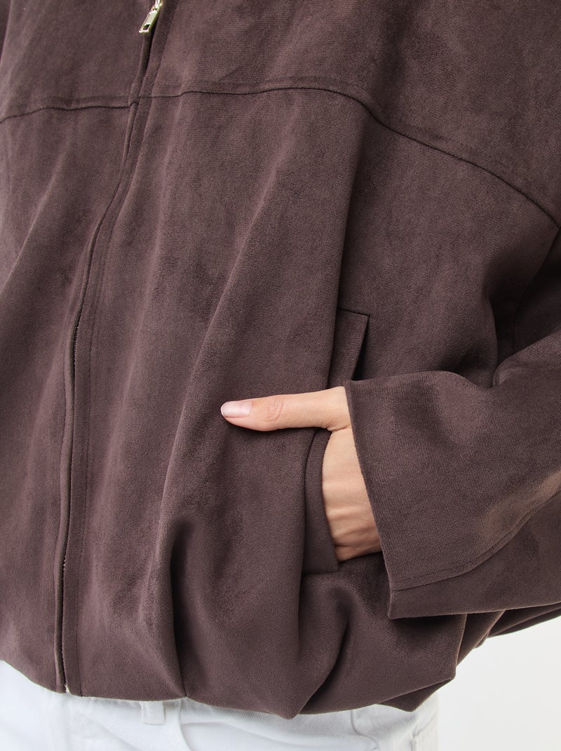 Chaqueta de ante sintético lisa Marron - Kiabi