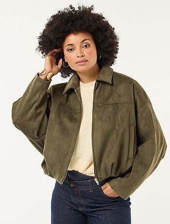 Chaqueta de ante sintético lisa