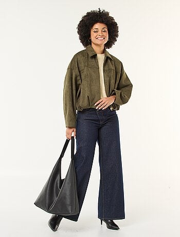 Chaqueta de ante sintético lisa