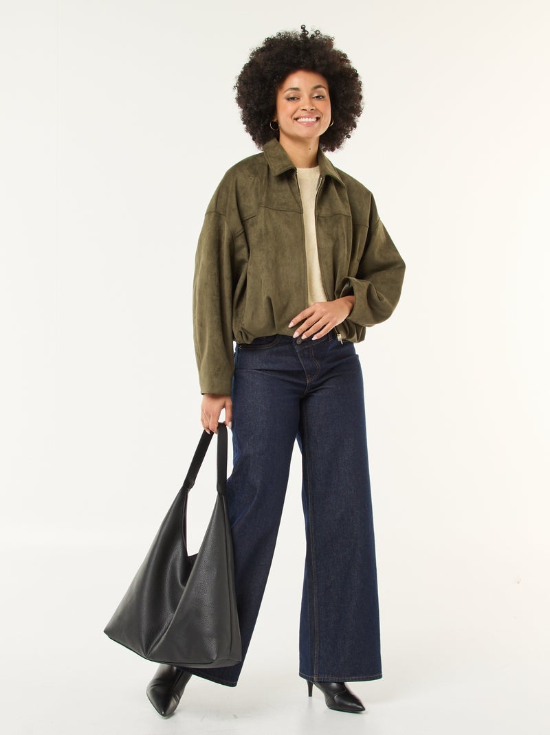 Chaqueta de ante sintético lisa Verde - Kiabi