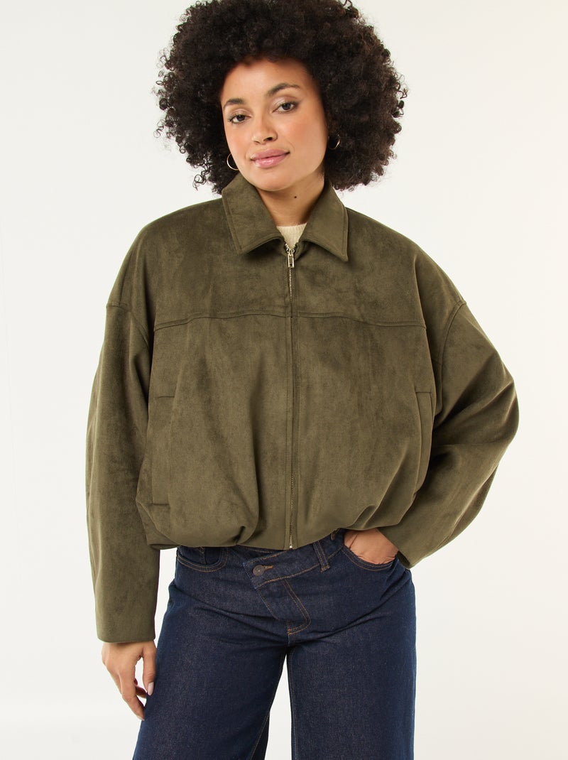 Chaqueta de ante sintético lisa Verde - Kiabi