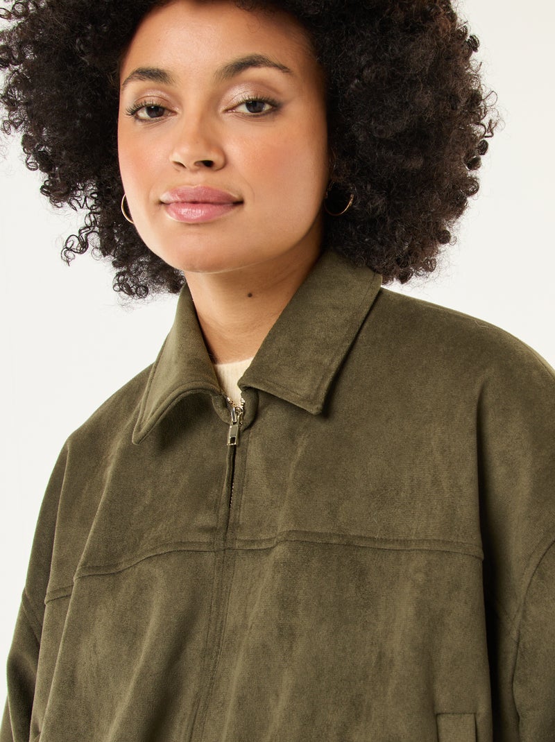 Chaqueta de ante sintético lisa Verde - Kiabi