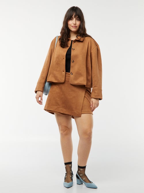 Chaqueta de antelina abotonada lisa - Kiabi