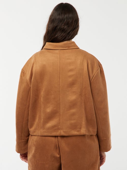 Chaqueta de antelina abotonada lisa - Kiabi