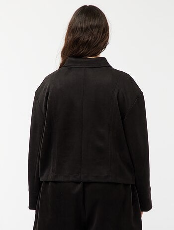 Chaqueta de antelina abotonada lisa