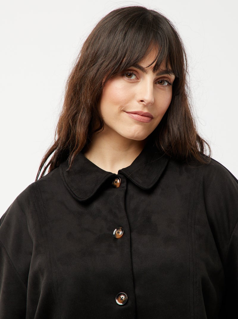 Chaqueta de antelina abotonada lisa negro - Kiabi