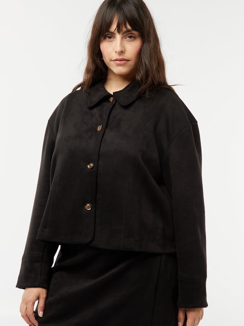 Chaqueta de antelina abotonada lisa - Kiabi