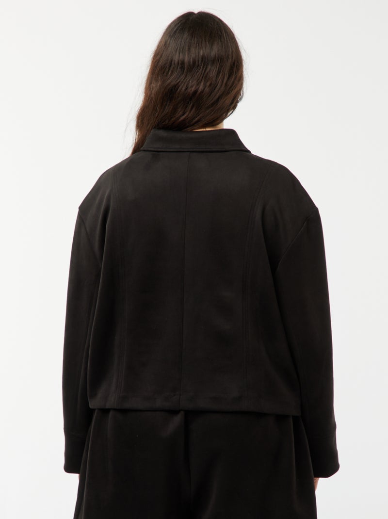 Chaqueta de antelina abotonada lisa negro - Kiabi