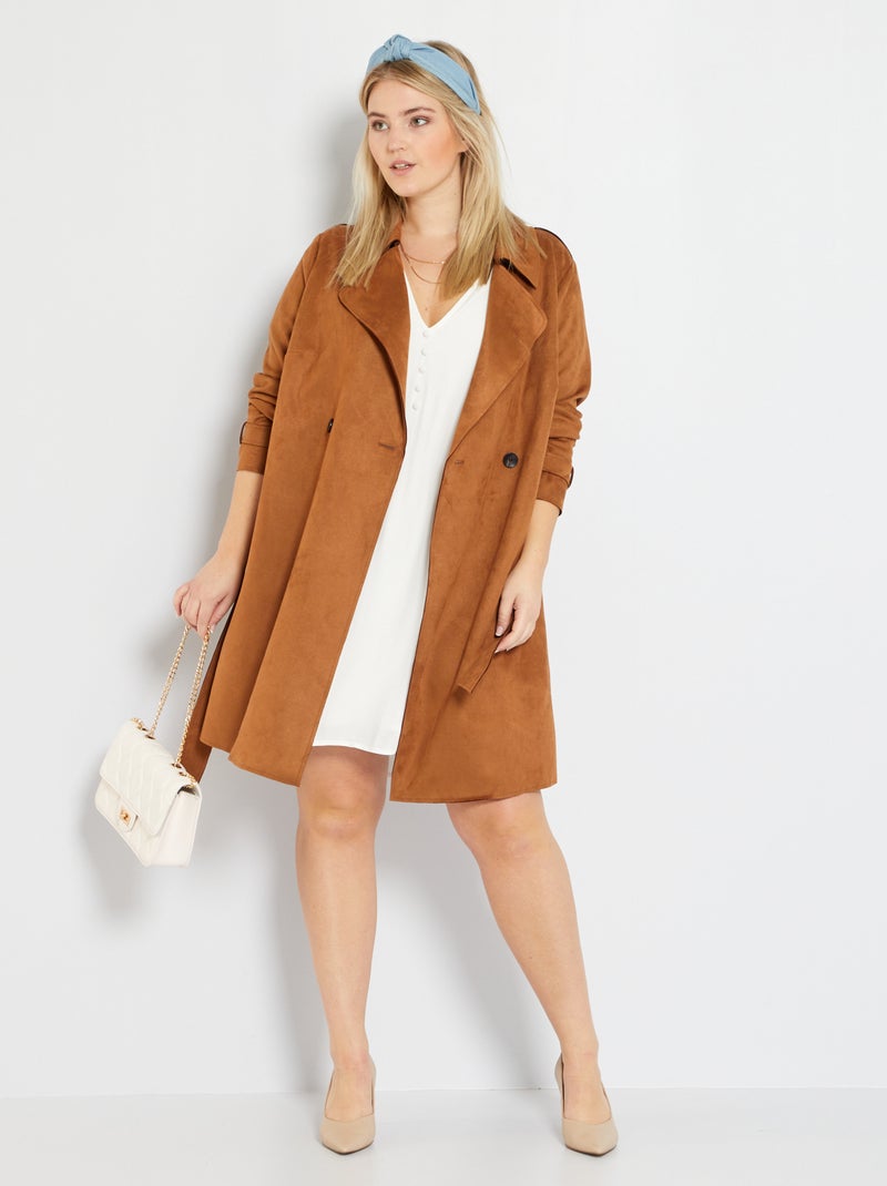 Chaqueta de antelina castaño - Kiabi