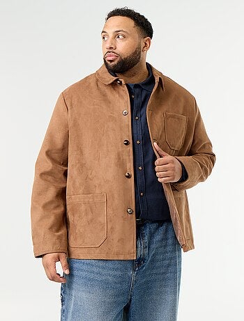 Chaqueta de antelina con bolsillos de parche
