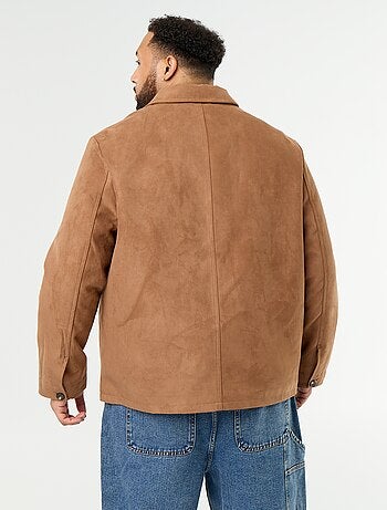 Chaqueta de antelina con bolsillos de parche