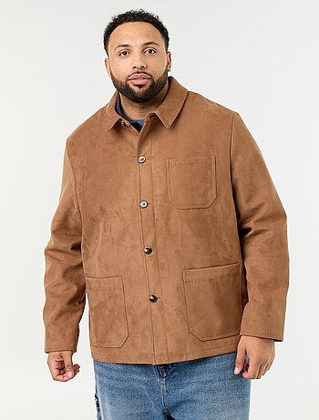 Chaqueta de antelina con bolsillos de parche