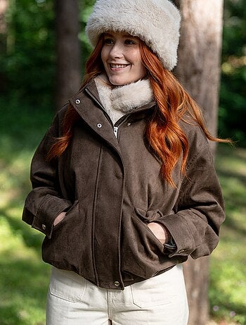 Chaqueta de antelina con cremallera