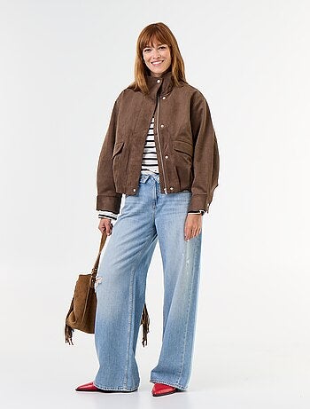 Chaqueta de antelina con cremallera