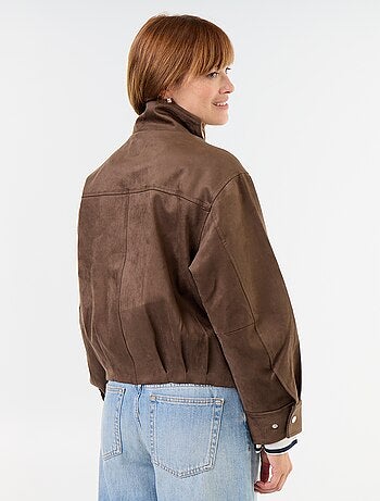 Chaqueta de antelina con cremallera