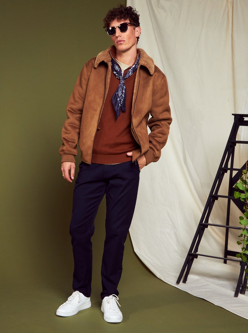 Chaqueta de antelina con forro de borreguito BEIGE - Kiabi