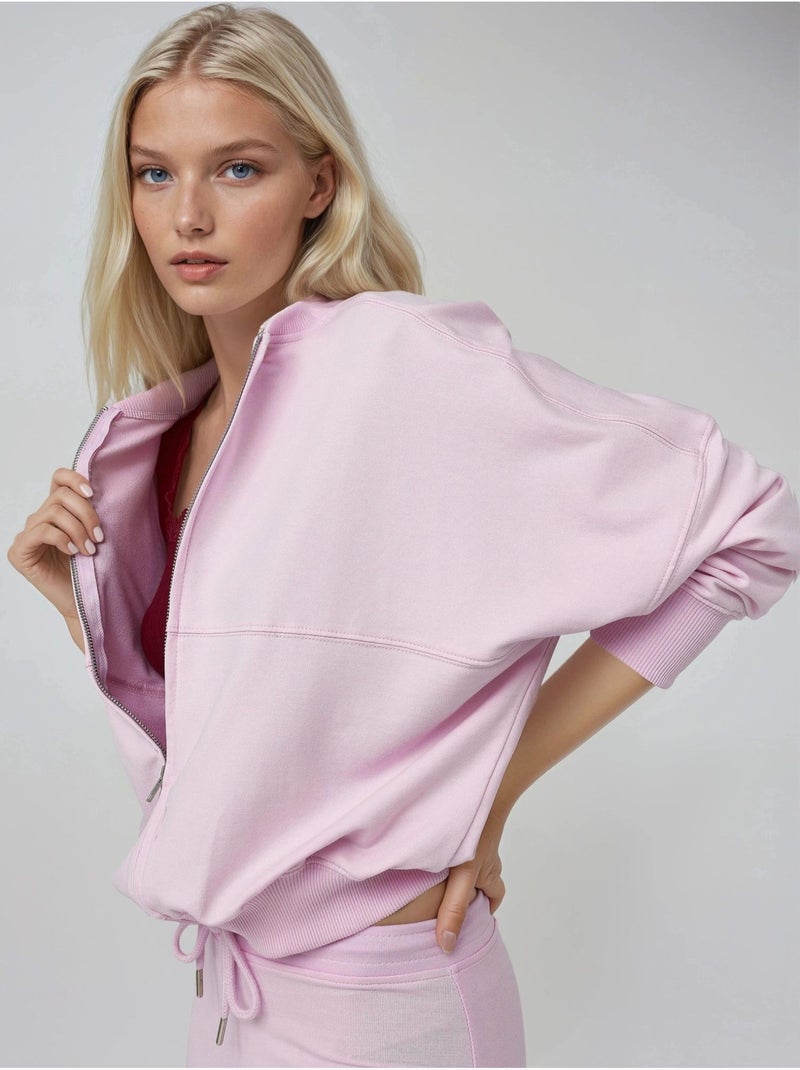 Chaqueta de bombardero con cremallera y corte relajado busem Rosa pálido - Kiabi