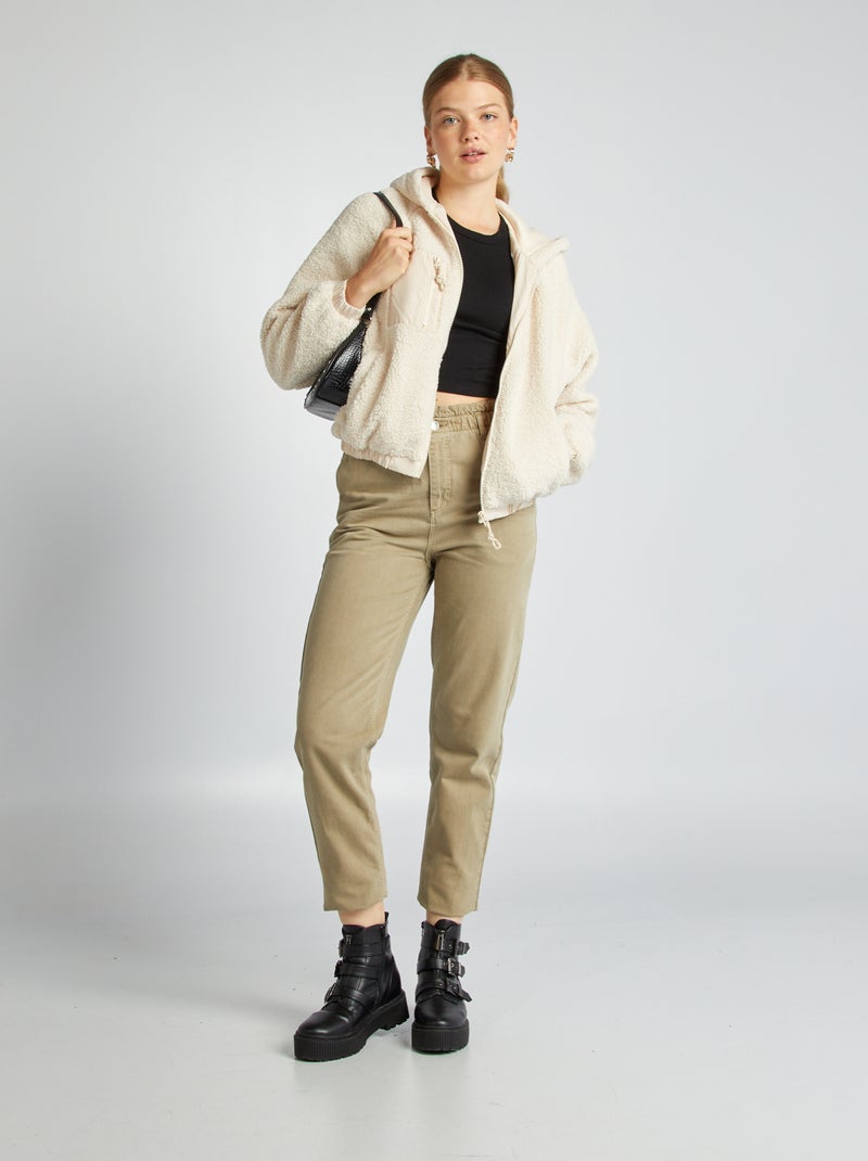 Chaqueta de borreguito con capucha BEIGE - Kiabi