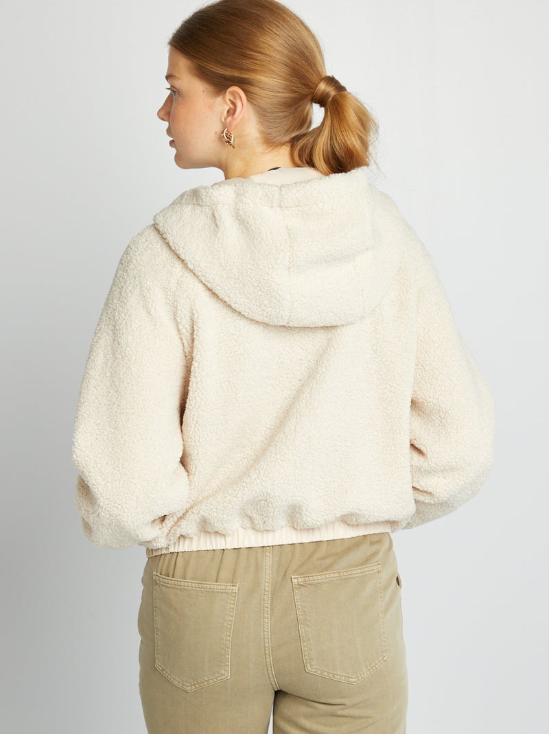 Chaqueta de borreguito con capucha BEIGE - Kiabi