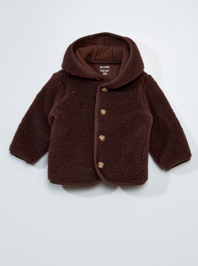 Chaqueta de borreguito con capucha MARRON - Kiabi