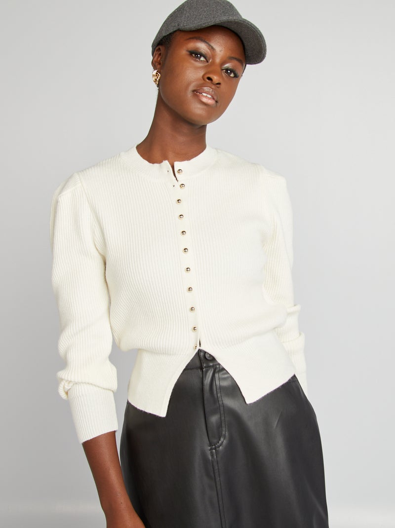 Chaqueta de canalé con botones dorados BEIGE - Kiabi