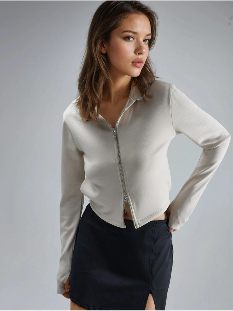 Chaqueta de corte regular con capucha y cremallera busem Arena - Kiabi