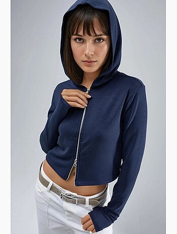 Chaqueta de corte regular con capucha y cremallera busem