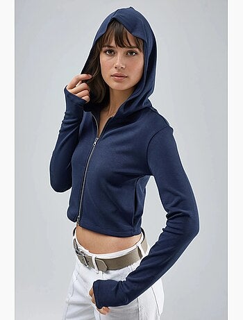 Chaqueta de corte regular con capucha y cremallera busem